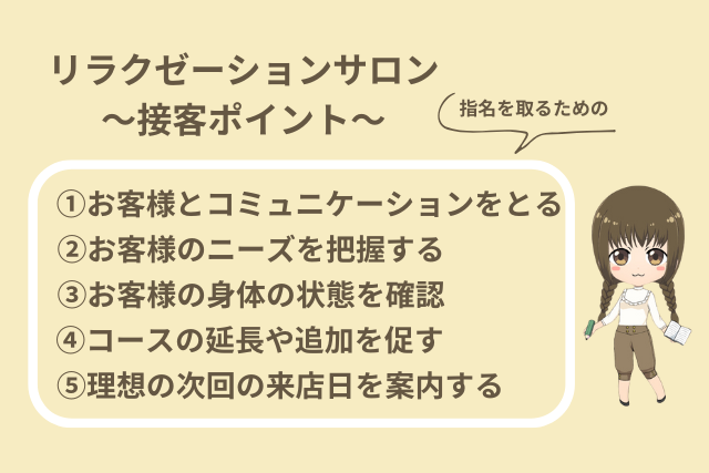 リラクゼーションサロン指名を増やす接客ポイント